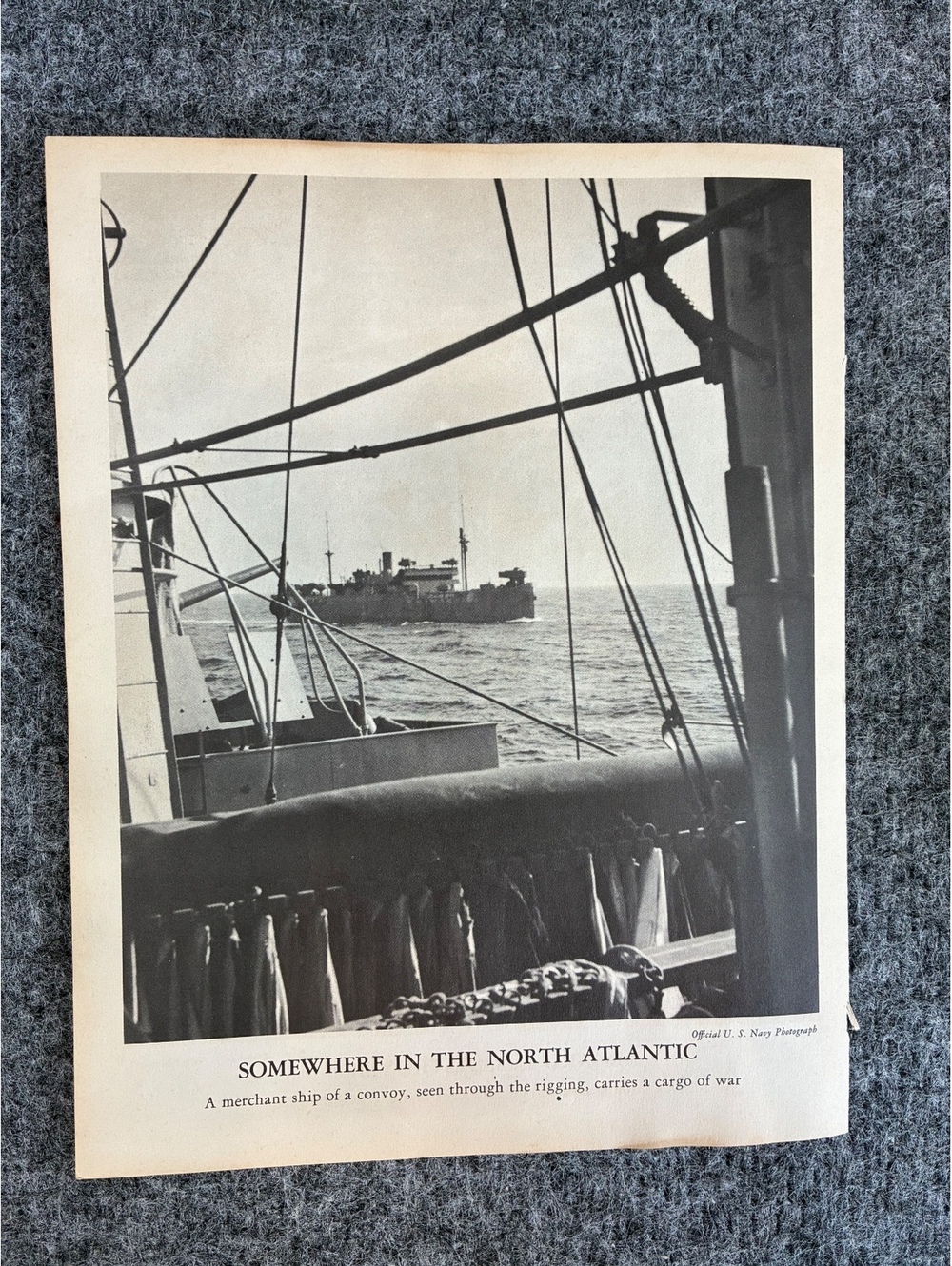 Vintage U.S. Navy Official Print Somewhere in the North Atlantic